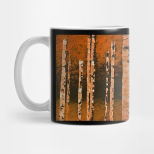 Birch Trees with Copper Red Leaves Mug